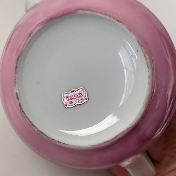 Vintage Norleans Porcelain Teapot With Romantic Scene & Pink Accents - Picture 5 of 12